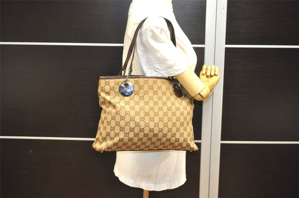 Authentic GUCCI Eclipse Shoulder Hand Bag GG Canvas Leather 120837 Brown 5787I