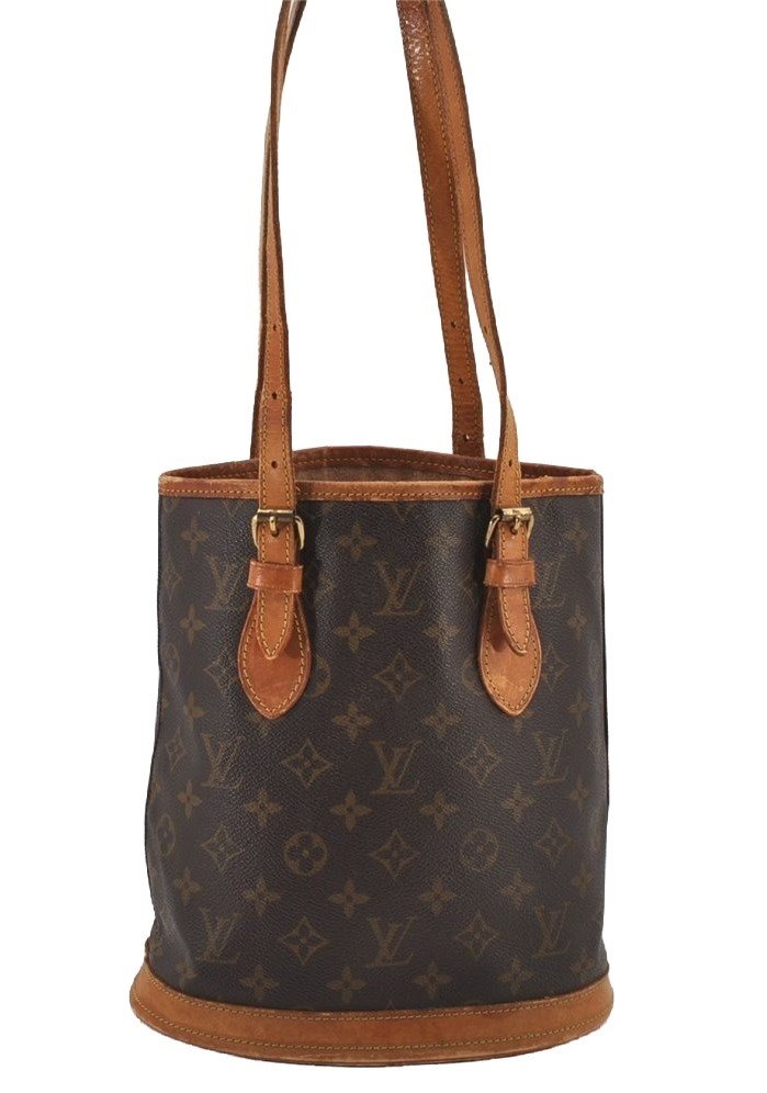 Authentic Louis Vuitton Monogram Bucket PM Shoulder Tote Bag M42238 Junk 5788J