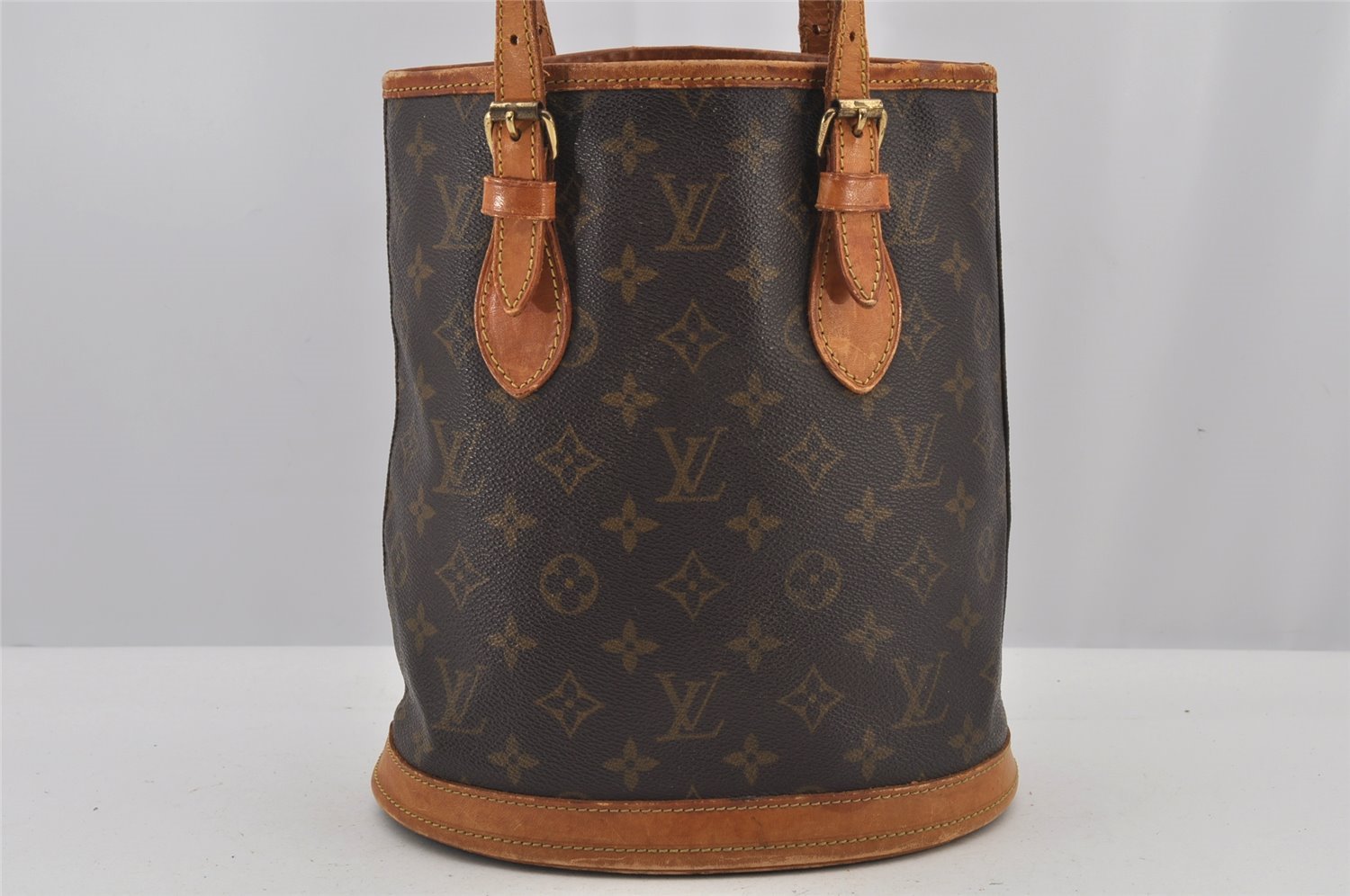 Authentic Louis Vuitton Monogram Bucket PM Shoulder Tote Bag M42238 Junk 5788J