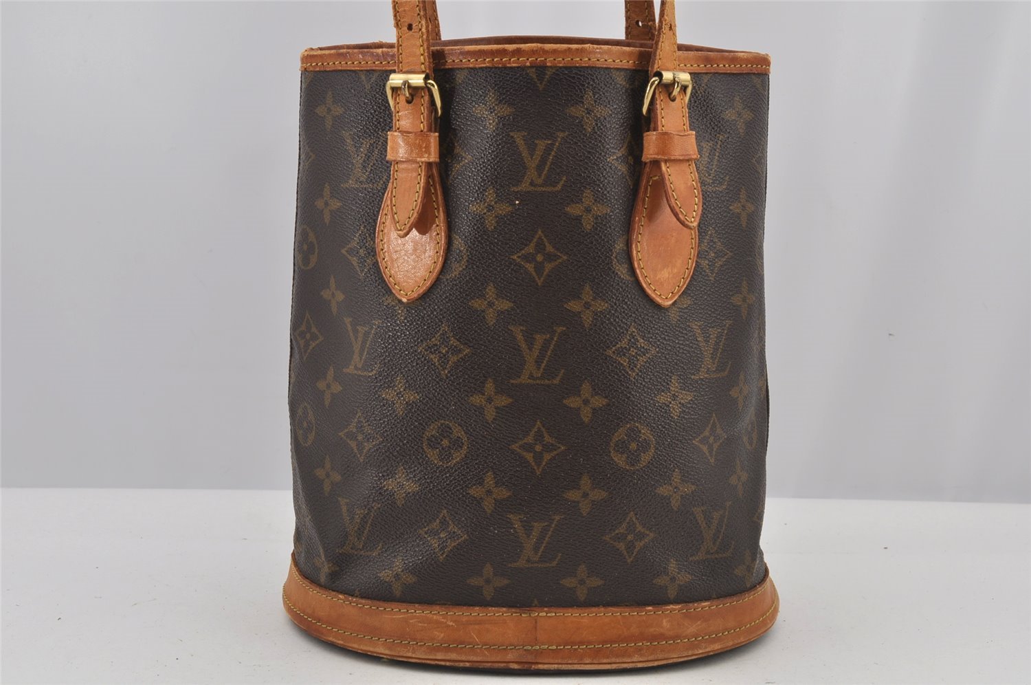 Authentic Louis Vuitton Monogram Bucket PM Shoulder Tote Bag M42238 Junk 5788J