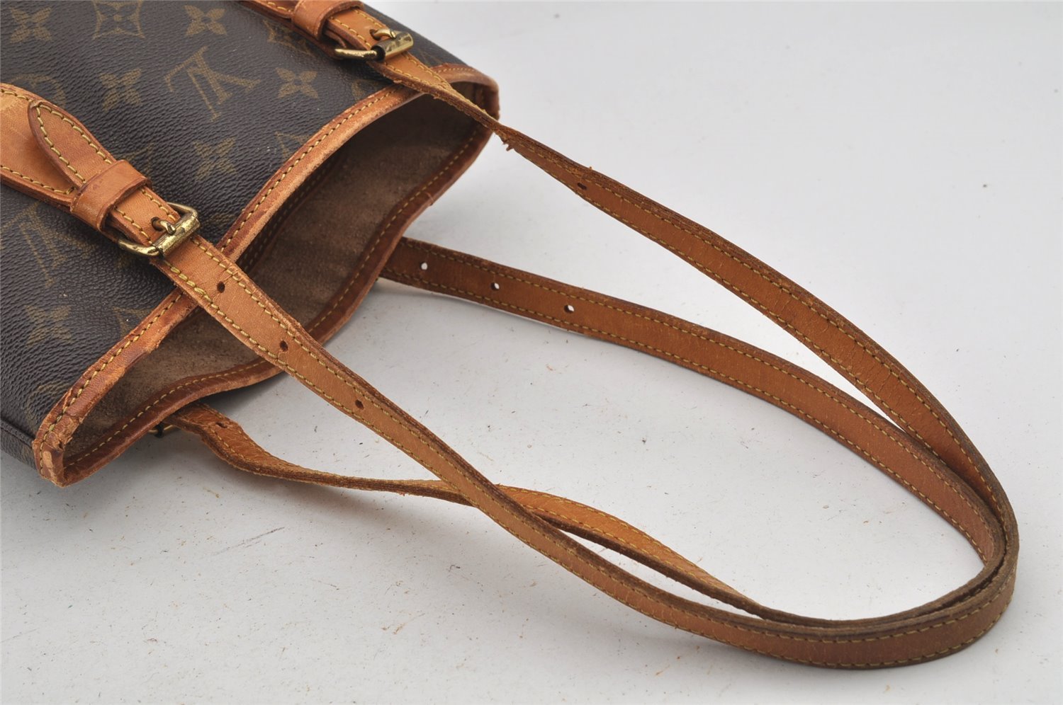 Authentic Louis Vuitton Monogram Bucket PM Shoulder Tote Bag M42238 Junk 5788J