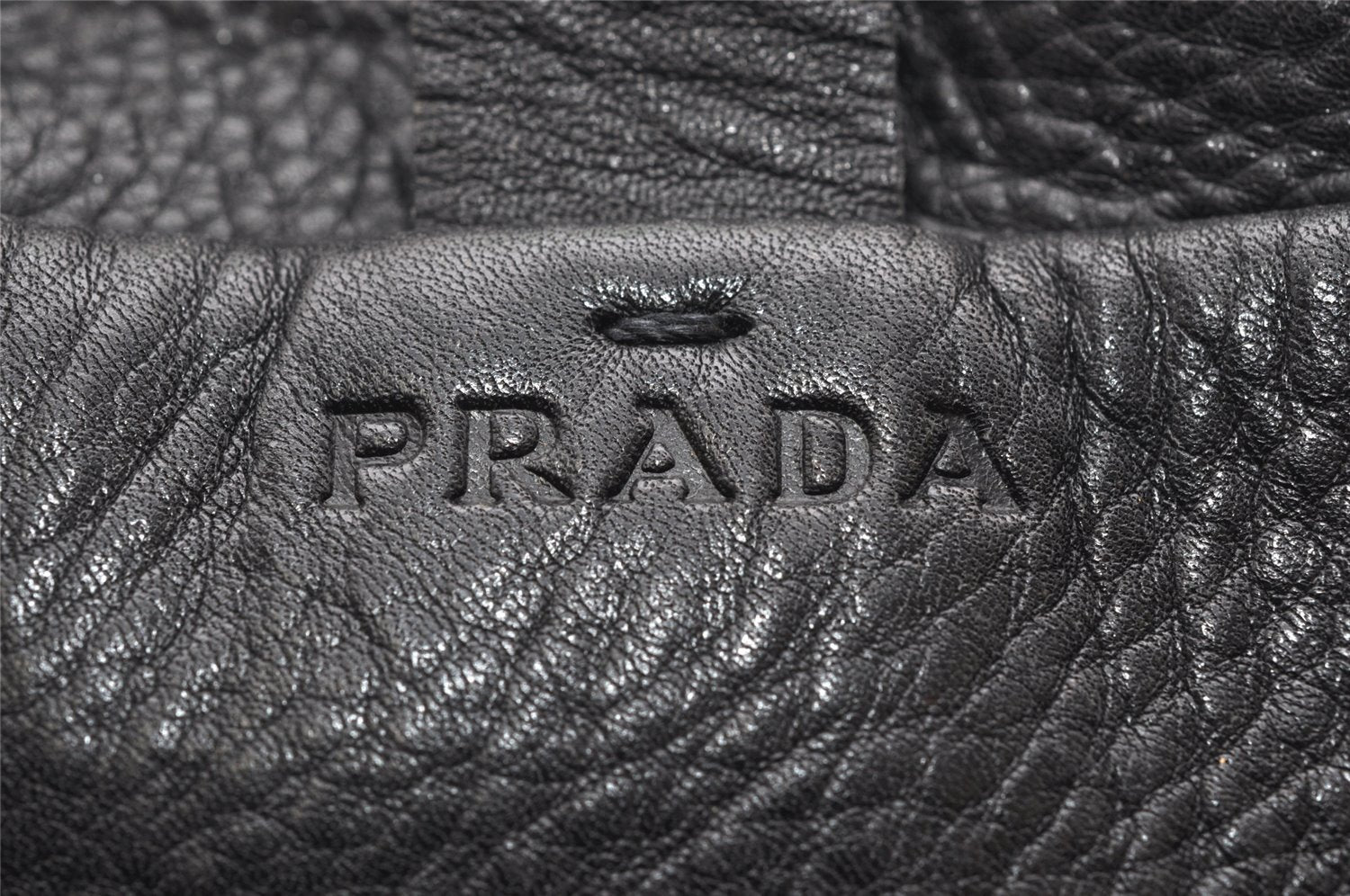 Authentic PRADA Vintage Leather Nappa Shoulder Bag Purse Black 5788K