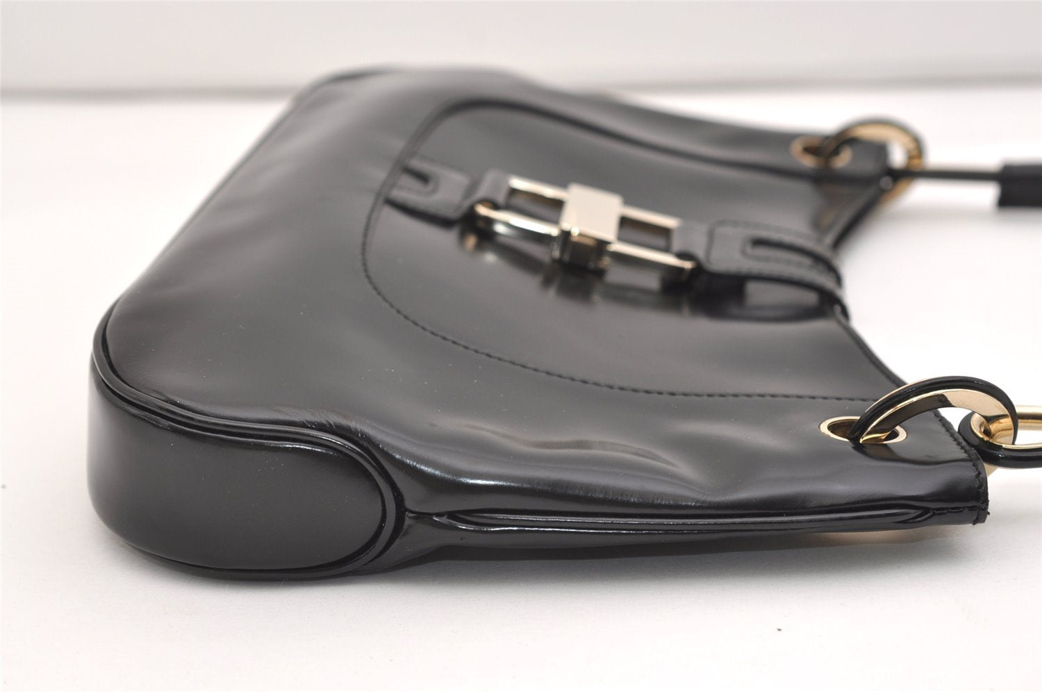 Authentic GUCCI Vintage Shoulder Hand Bag Purse Leather 0014150 Black 5789J