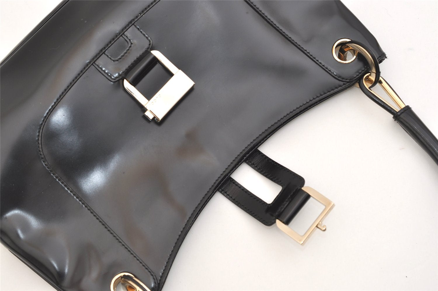 Authentic GUCCI Vintage Shoulder Hand Bag Purse Leather 0014150 Black 5789J