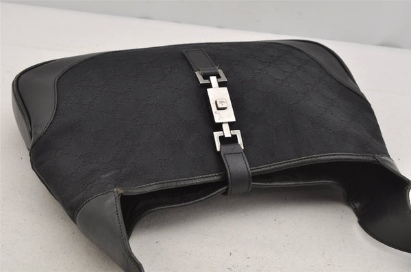 Authentic GUCCI Jackie Shoulder Hand Bag GG Canvas Leather 0013306 Black 5790J