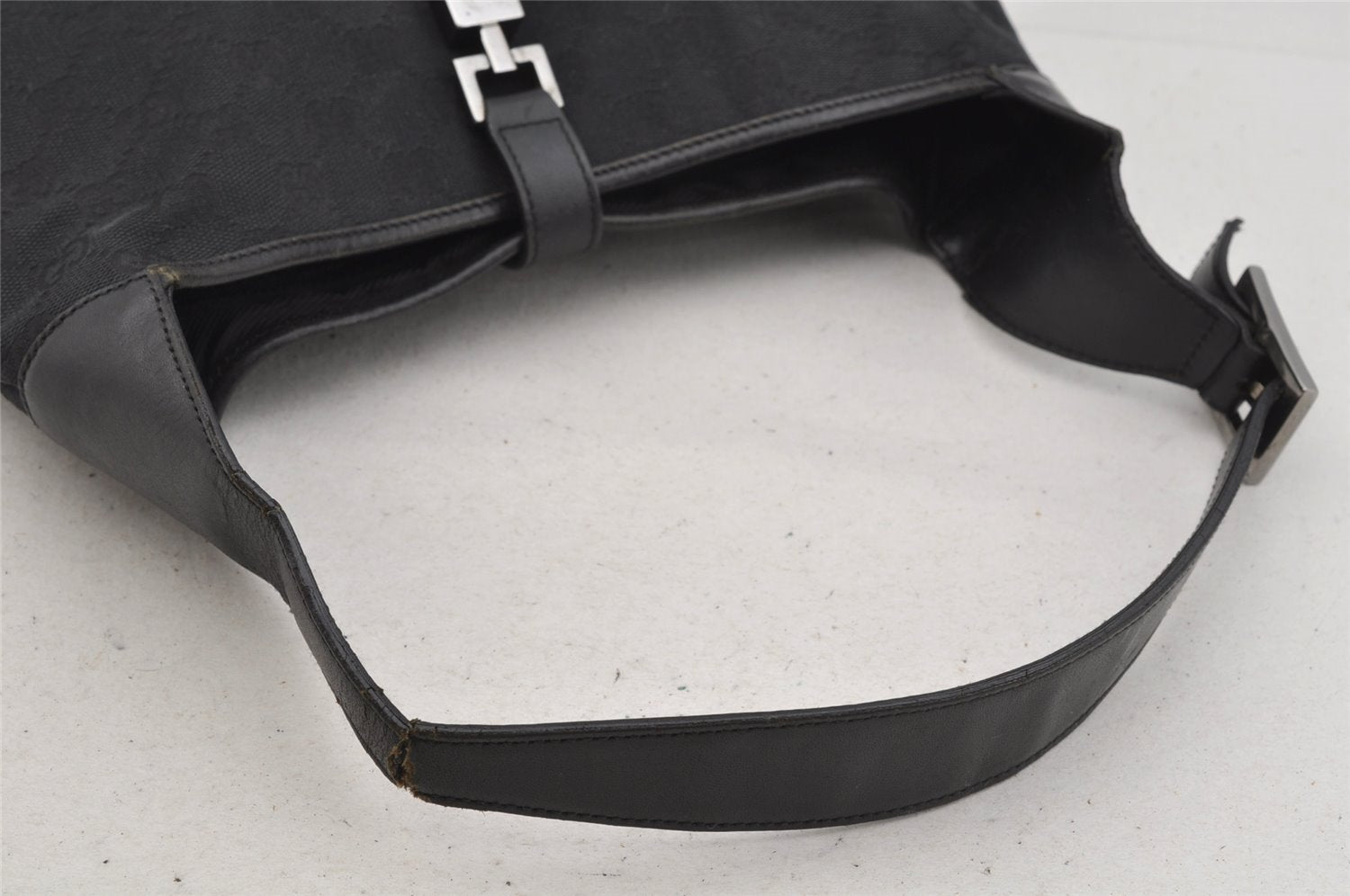 Authentic GUCCI Jackie Shoulder Hand Bag GG Canvas Leather 0013306 Black 5790J