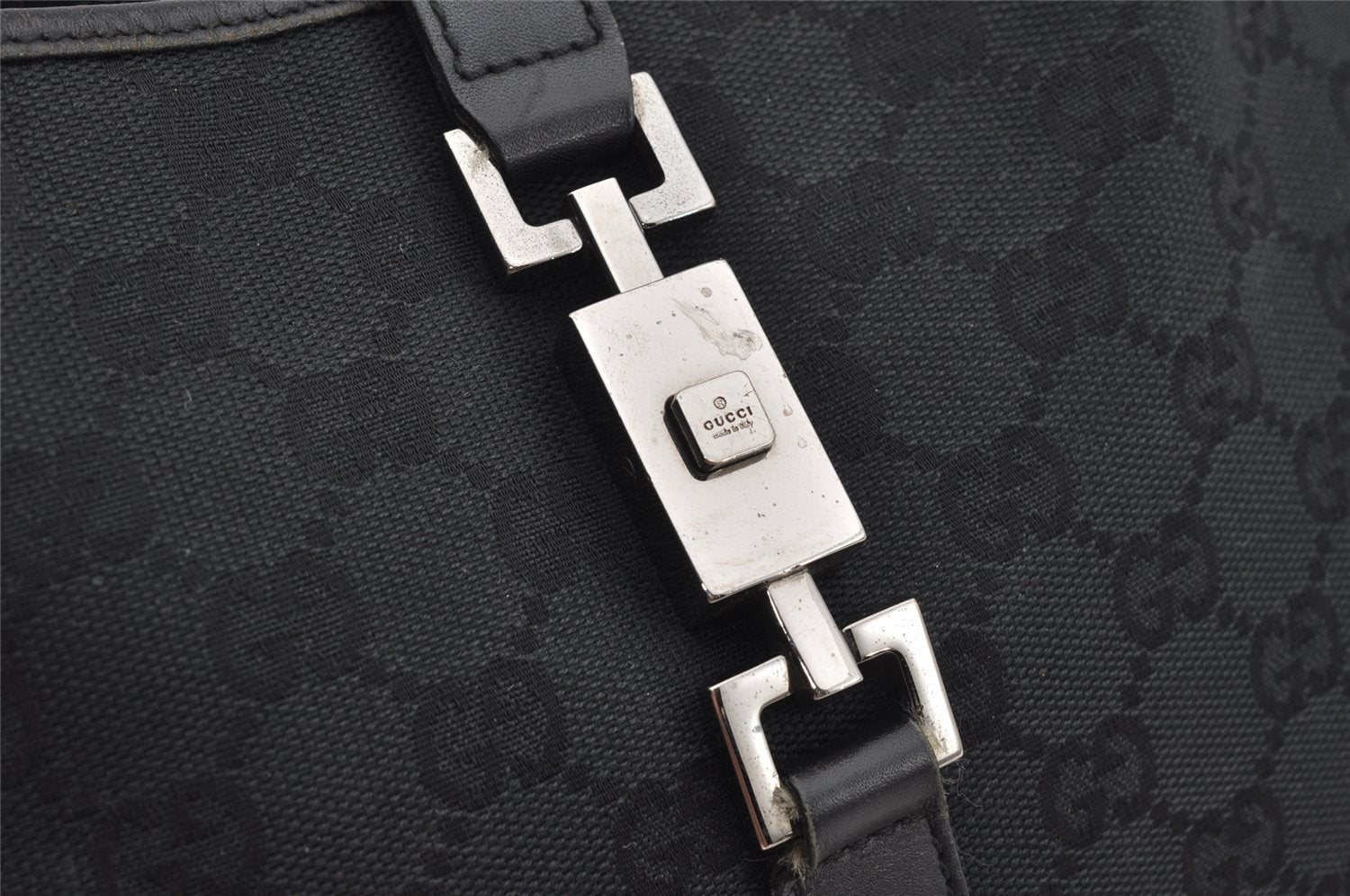 Authentic GUCCI Jackie Shoulder Hand Bag GG Canvas Leather 0013306 Black 5790J