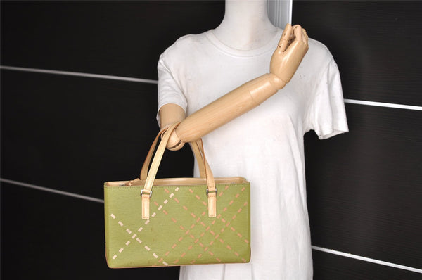 Authentic BURBERRY Nylon Leather Shoulder Hand Bag Purse Light Green 5792I