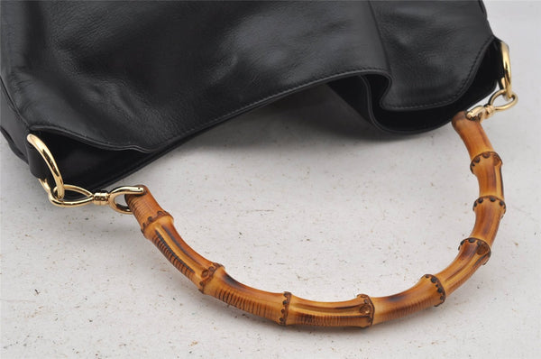 Authentic GUCCI Bamboo 2Way Shoulder Tote Bag Leather 0011577 Black 5792J