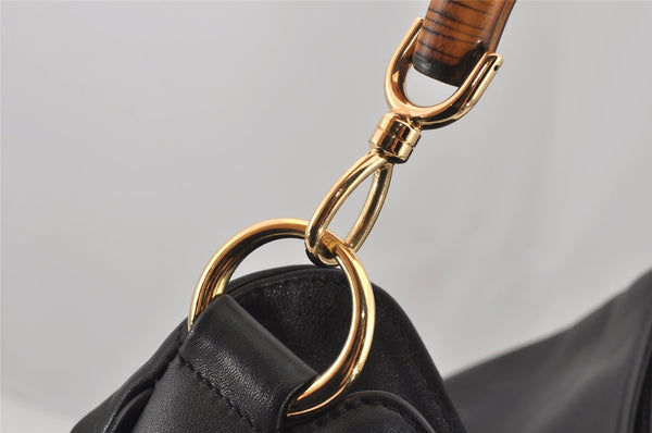 Authentic GUCCI Bamboo 2Way Shoulder Tote Bag Leather 0011577 Black 5792J