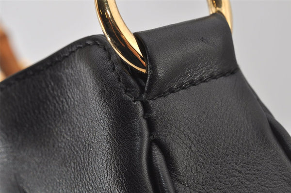 Authentic GUCCI Bamboo 2Way Shoulder Tote Bag Leather 0011577 Black 5792J