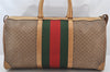 Authentic GUCCI Web Sherry Line Micro GG Boston Bag PVC Leather Brown 5792K