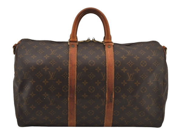 Authentic Louis Vuitton Monogram Keepall Bandouliere 45 M41418 Boston Bag 5793J