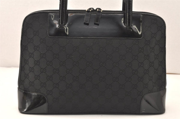 Authentic GUCCI Shoulder Hand Bag Purse GG Canvas Enamel 0021122 Black 5793K