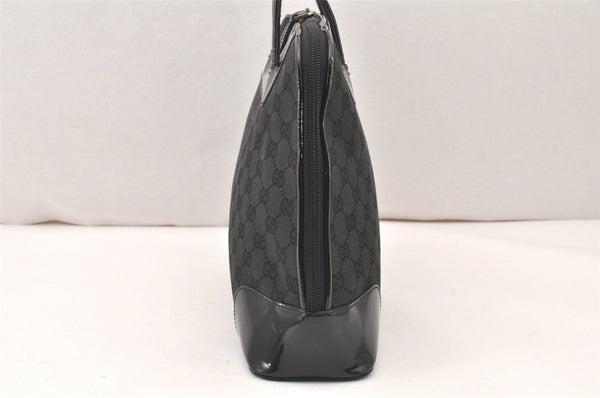 Authentic GUCCI Shoulder Hand Bag Purse GG Canvas Enamel 0021122 Black 5793K