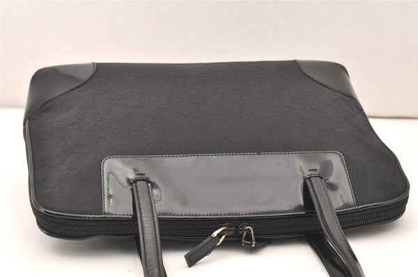 Authentic GUCCI Shoulder Hand Bag Purse GG Canvas Enamel 0021122 Black 5793K
