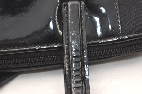 Authentic GUCCI Shoulder Hand Bag Purse GG Canvas Enamel 0021122 Black 5793K