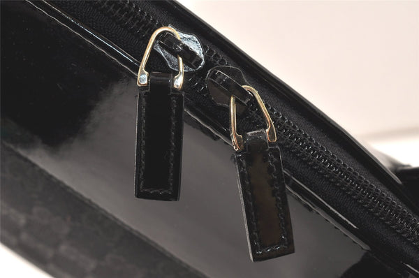 Authentic GUCCI Shoulder Hand Bag Purse GG Canvas Enamel 0021122 Black 5793K