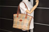 Authentic Burberrys Nova Check Vintage Shoulder Tote Bag PVC Leather Beige 5794I