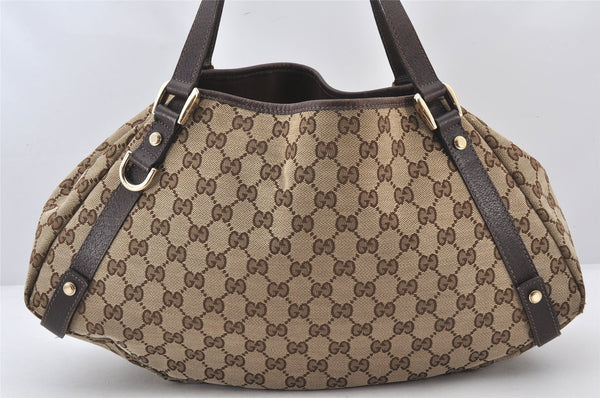 Authentic GUCCI Abbey Shoulder Tote Bag GG Canvas Leather 130736 Brown 5796K