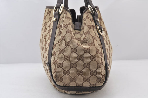 Authentic GUCCI Abbey Shoulder Tote Bag GG Canvas Leather 130736 Brown 5796K