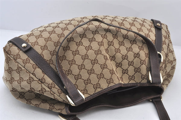 Authentic GUCCI Abbey Shoulder Tote Bag GG Canvas Leather 130736 Brown 5796K