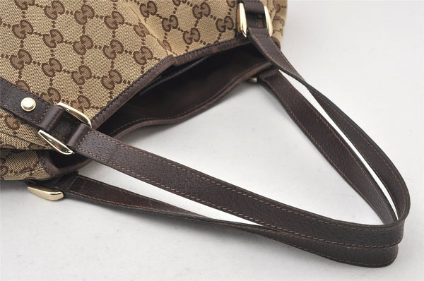 Authentic GUCCI Abbey Shoulder Tote Bag GG Canvas Leather 130736 Brown 5796K