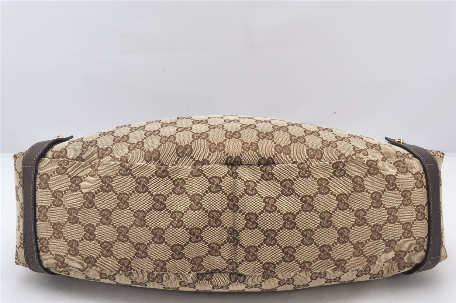Authentic GUCCI Abbey Shoulder Tote Bag GG Canvas Leather 130736 Brown 5796K