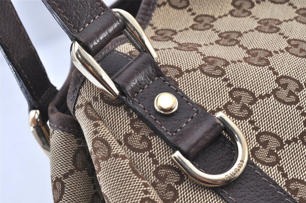 Authentic GUCCI Abbey Shoulder Tote Bag GG Canvas Leather 130736 Brown 5796K