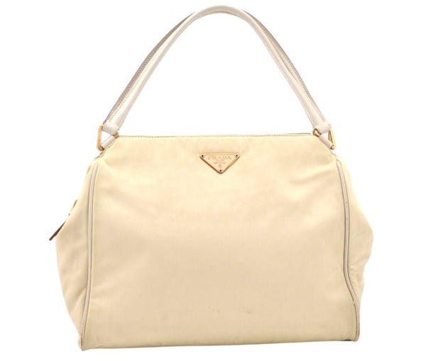 Authentic PRADA Nylon Tessuto Leather Shoulder Hand Bag Purse White 5797K