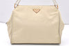 Authentic PRADA Nylon Tessuto Leather Shoulder Hand Bag Purse White 5797K