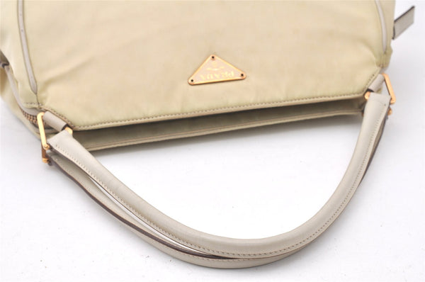 Authentic PRADA Nylon Tessuto Leather Shoulder Hand Bag Purse White 5797K