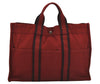 Authentic HERMES Vintage Fourre Tout MM Hand Tote Bag Canvas Red 5799J