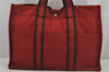 Authentic HERMES Vintage Fourre Tout MM Hand Tote Bag Canvas Red 5799J