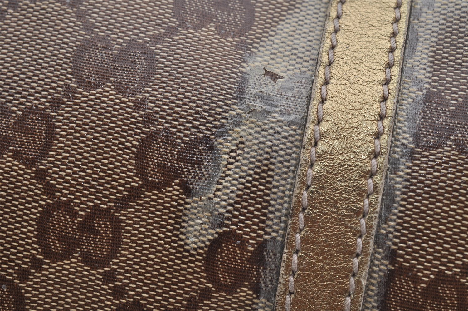 Authentic GUCCI GG Crystal Tote Bag GG PVC Leather 197954 Brown Junk 5802I