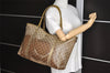 Authentic GUCCI GG Crystal Tote Bag GG PVC Leather 197954 Brown Junk 5802I