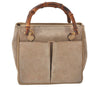 Authentic GUCCI Bamboo 2Way Shoulder Hand Bag Purse Suede Leather Beige 5803K