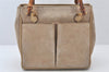 Authentic GUCCI Bamboo 2Way Shoulder Hand Bag Purse Suede Leather Beige 5803K