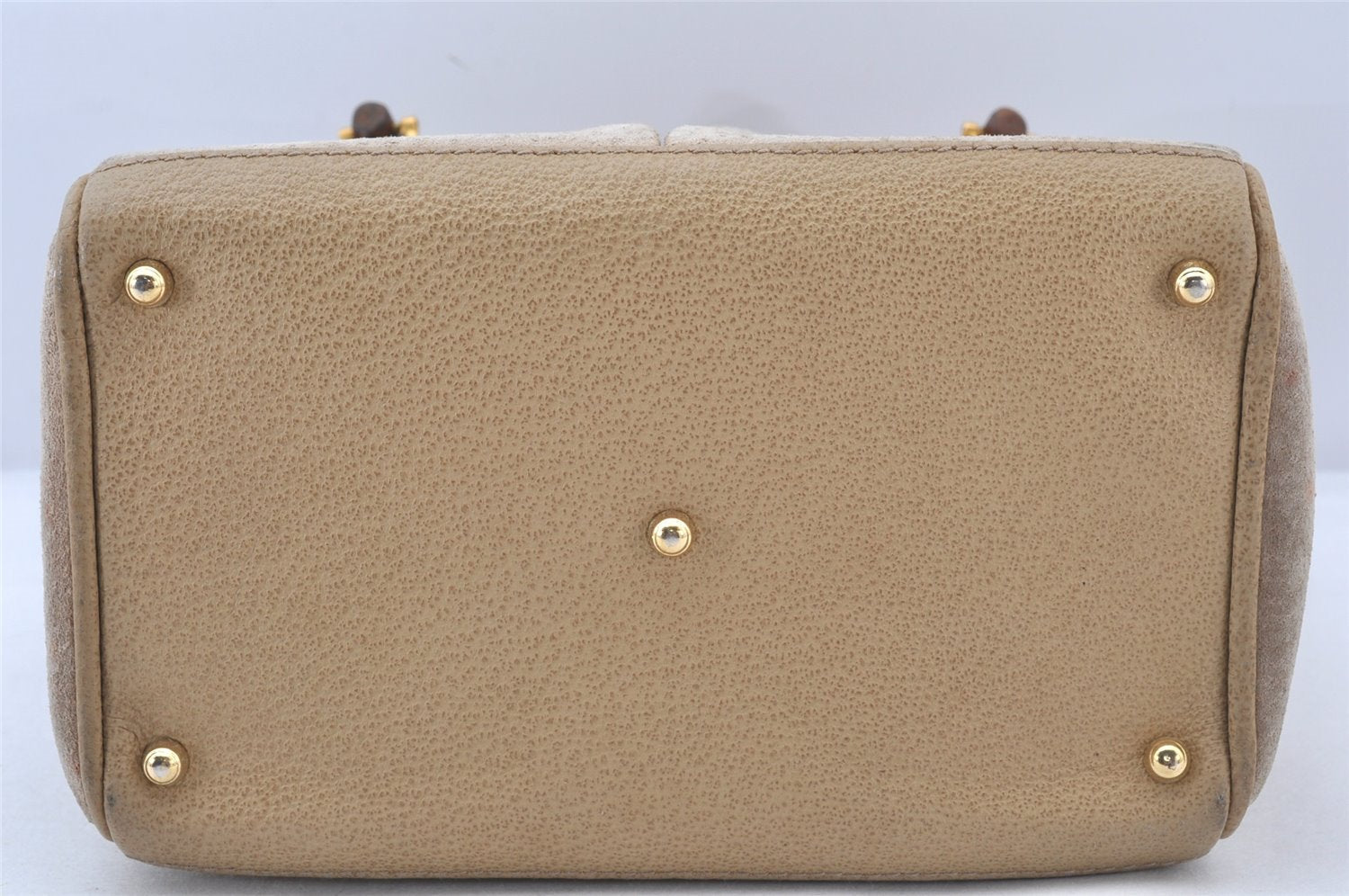 Authentic GUCCI Bamboo 2Way Shoulder Hand Bag Purse Suede Leather Beige 5803K