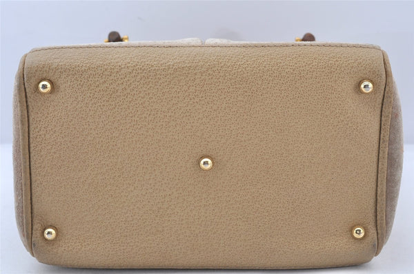 Authentic GUCCI Bamboo 2Way Shoulder Hand Bag Purse Suede Leather Beige 5803K
