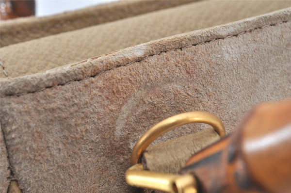 Authentic GUCCI Bamboo 2Way Shoulder Hand Bag Purse Suede Leather Beige 5803K