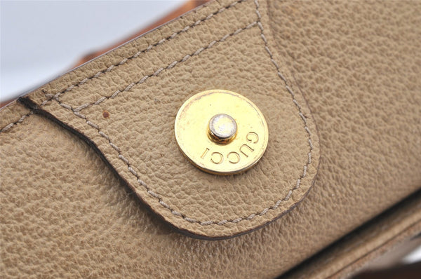 Authentic GUCCI Bamboo 2Way Shoulder Hand Bag Purse Suede Leather Beige 5803K