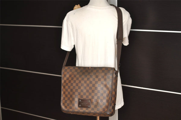 Authentic Louis Vuitton Damier Brooklyn MM Shoulder Cross Bag N51211 LV 5805I