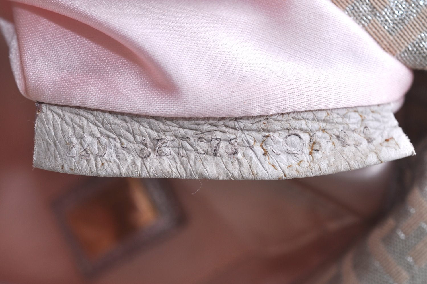 Auth FENDI Zucchino Mamma Baguette Shoulder Cross Bag Canvas Leather Pink 5806G