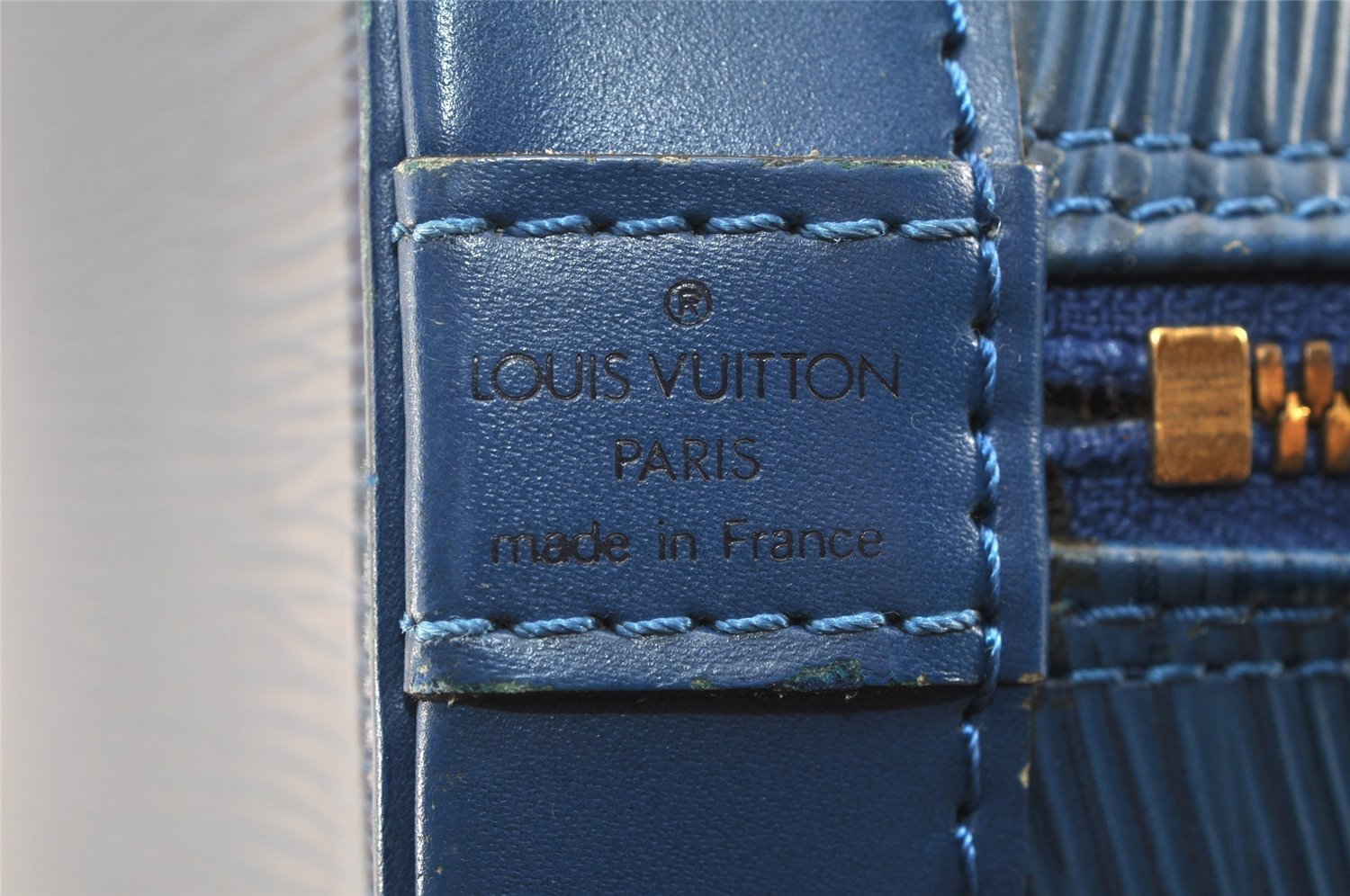 Authentic Louis Vuitton Epi Alma PM Hand Bag Blue M52145 LV 5808K