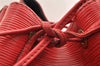 Authentic Louis Vuitton Epi Petit Noe Shoulder Drawstring Bag M44107 Red 5809I