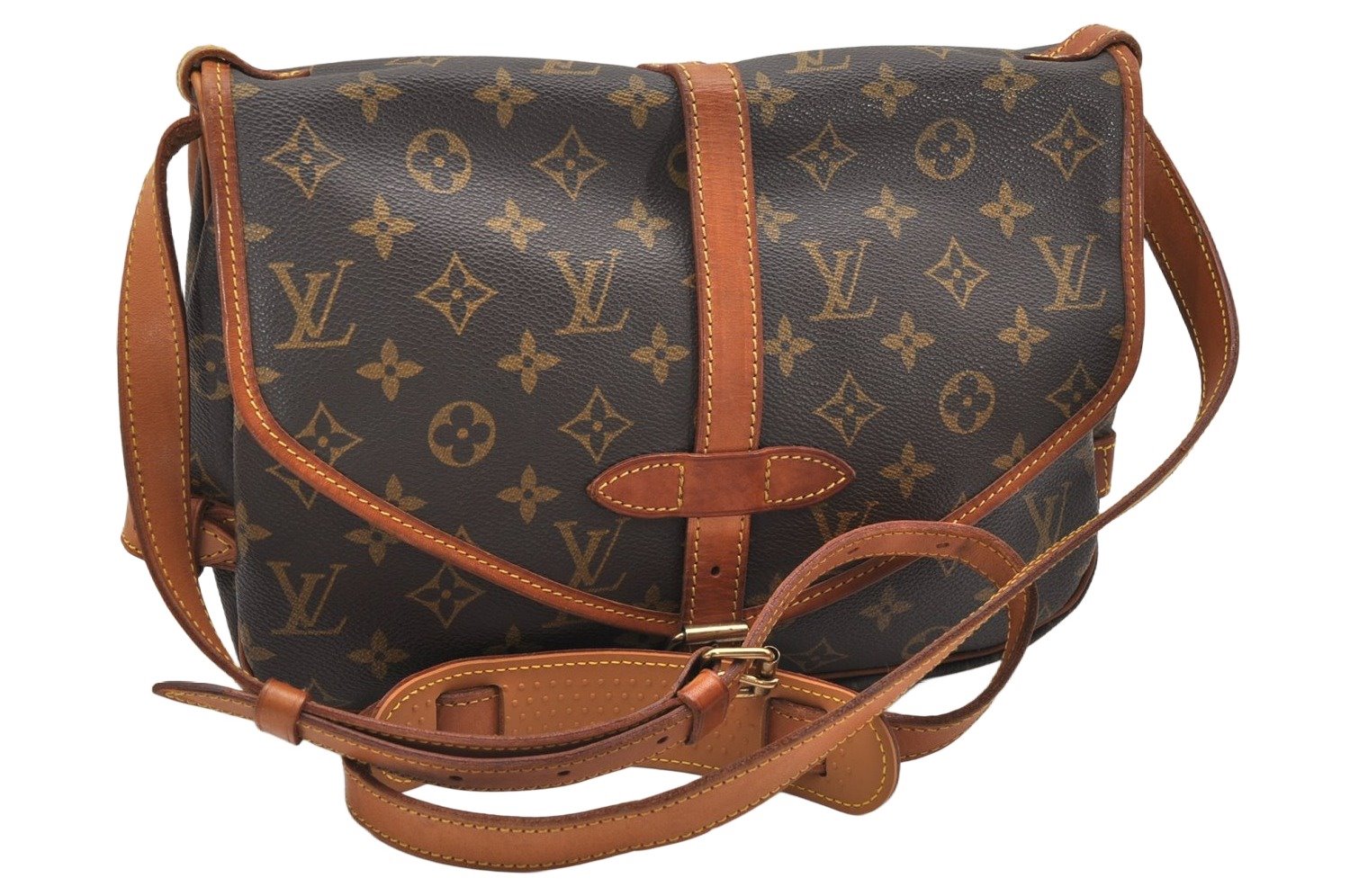 Authentic Louis Vuitton Monogram Saumur 30 Shoulder Cross Bag M42256 LV 5810K