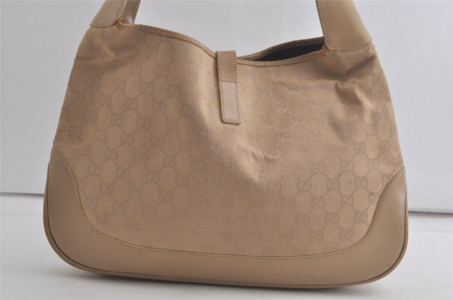 Authentic GUCCI Jackie Shoulder Hand Bag GG Canvas Leather 0013346 Beige 5812K