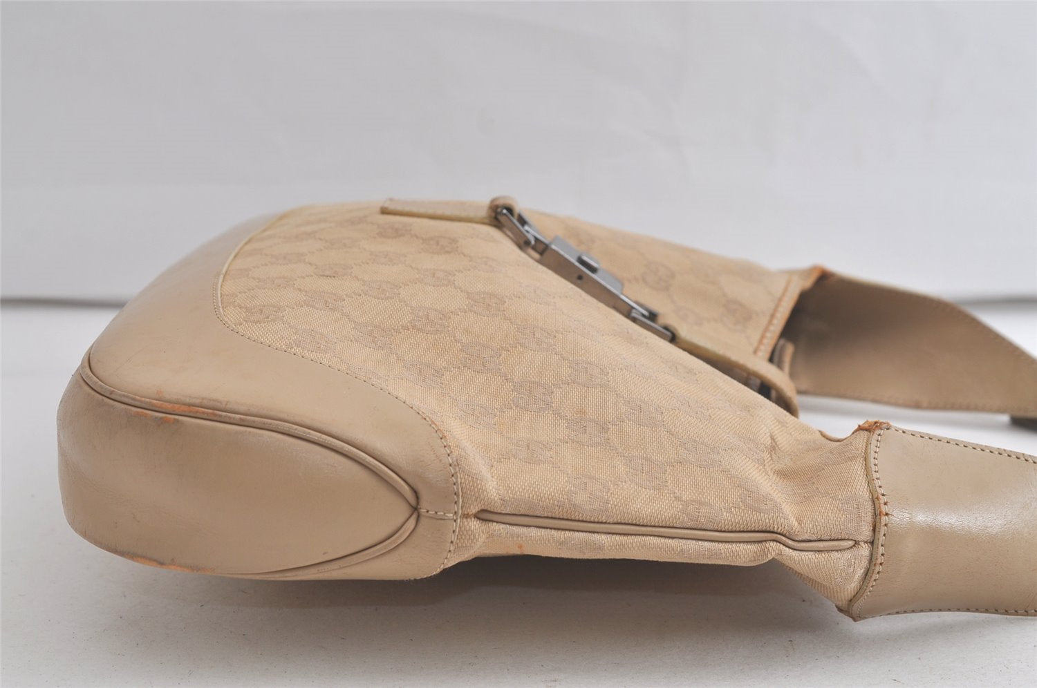 Authentic GUCCI Jackie Shoulder Hand Bag GG Canvas Leather 0013346 Beige 5812K