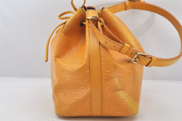 Authentic Louis Vuitton Epi Petit Noe Drawstring Bag Yellow M44109 LV 5814K